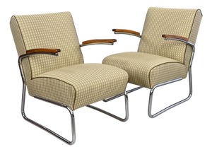 Vintage Bauhaus Chrome Lounge Chairs, 1930s, Set of 2