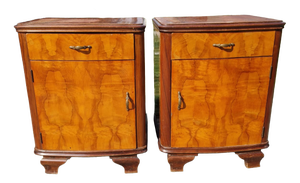 Vintage Burl Wood Bedside Tables, 1920s, Set of 2