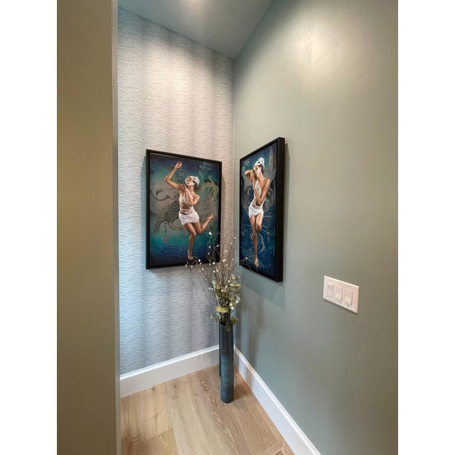 I Know Not How to Find the Spring by Alexandra Manukyan | Oil on Belgian Linen Dancer with cranes and waves For Sale - Image 4 of 4