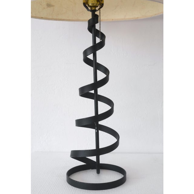1950s Space Age Black Metal Spiral Cone Table Lamp For Sale - Image 4 of 16