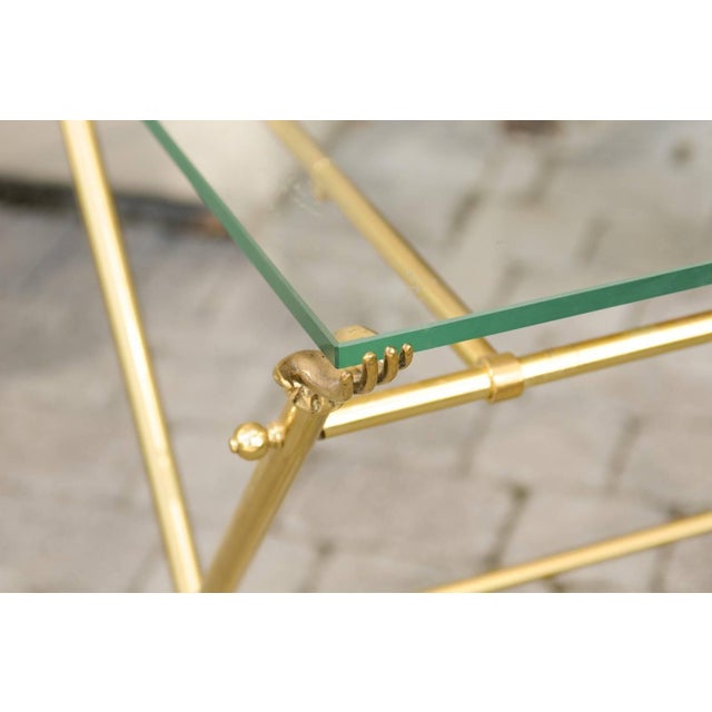 Vintage Pair of Italian Brass and Glass Folding Side Table with Sandaled Feet For Sale In Atlanta - Image 6 of 10