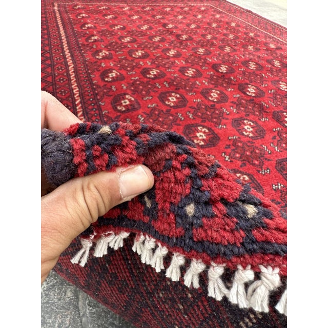 Textile Hand Knotted Afghan Rug Turkomen Mowri Rug For Sale - Image 7 of 8