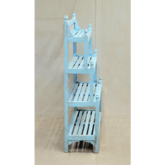 Vintage Indian Painted Bookshelf With Floral Tile For Sale - Image 9 of 13