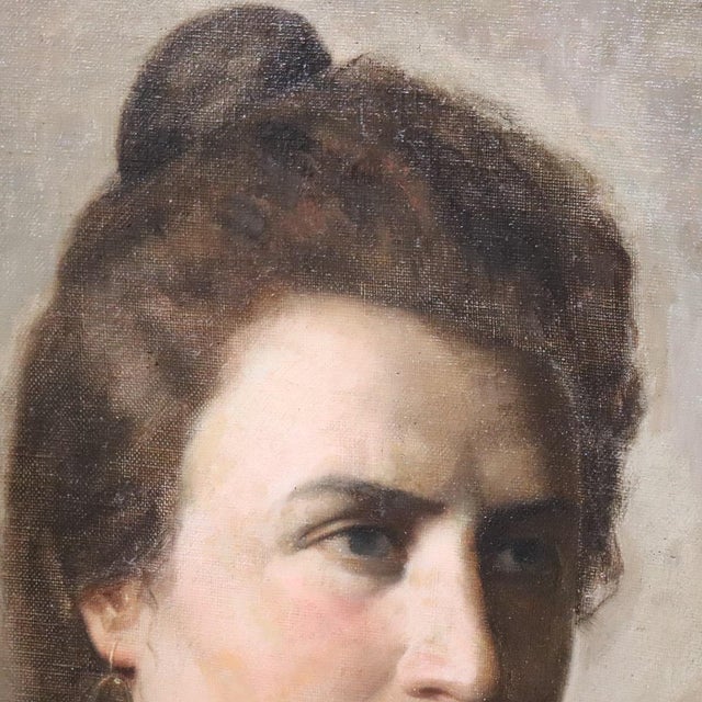 Nazzareno Sidoli, Female Portrait, Oil Painting on Canvas, Early 20th Century, Framed For Sale - Image 14 of 16