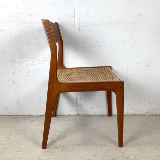 Mid 20th Century Vintage Danish Modern Teak Chair — Paper Cord Seat, Møller Style, Sculpted Back Splat, 1960s For Sale - Image 5 of 12