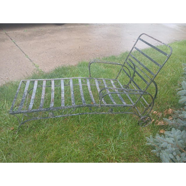 Ebony Antique Wrought Iron Rolling Lounge Chair For Sale - Image 8 of 10