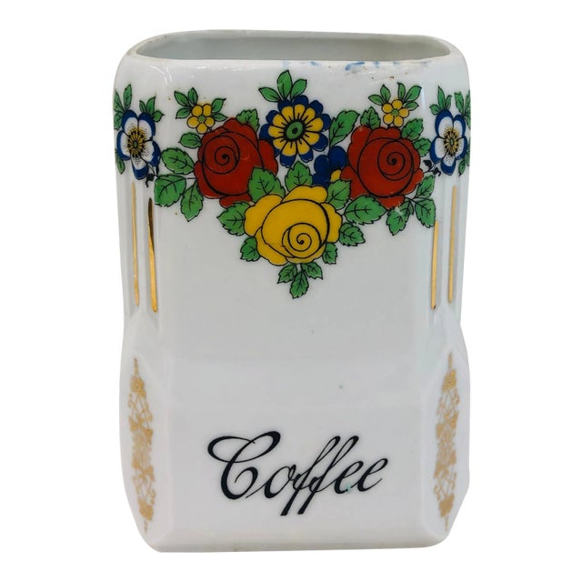 Antique Painted Porcelain Coffee Container For Sale