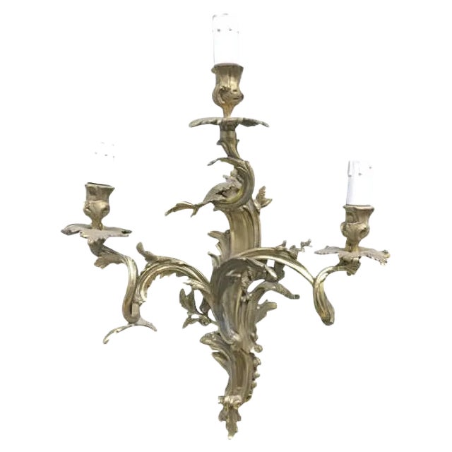 Vintage Bronze Wall Sconce, 1940s For Sale