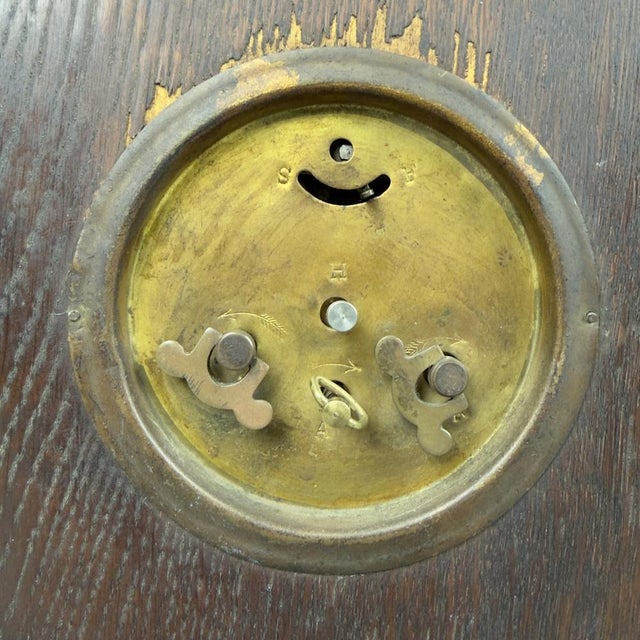 Antique Empire Wooden Hand-Wound Mechanical Clock with Bell, 1890s For Sale - Image 10 of 14