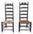 Pair of Antique Black Painted Shaker Ladder Back Chairs With Rush Seats For Sale