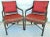 Brick Red Regency Faux Bamboo Ebonized Dining Accent Armchairs - Set of 2 For Sale - Image 8 of 8