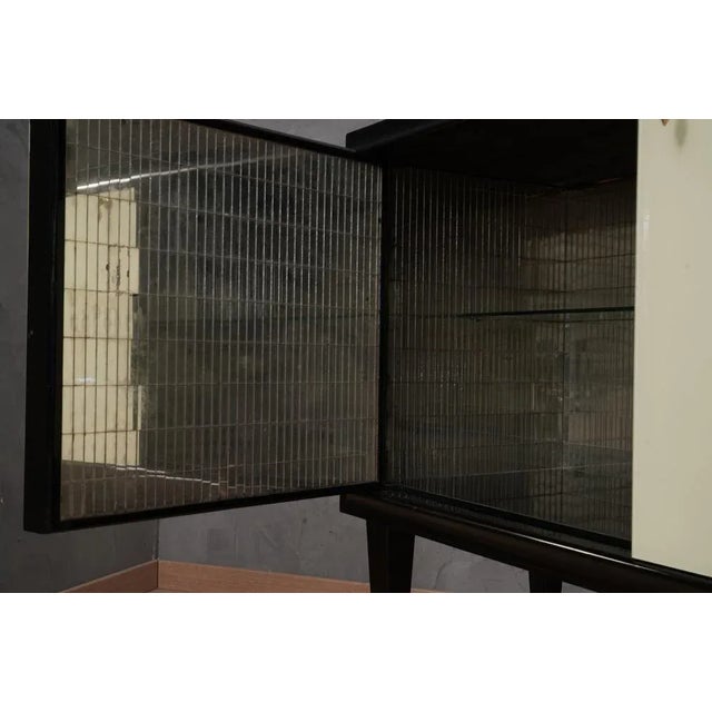 Mid-Century Modern Mid-Century Cream Glass and Brass Dry Bar, 1950s For Sale - Image 3 of 11