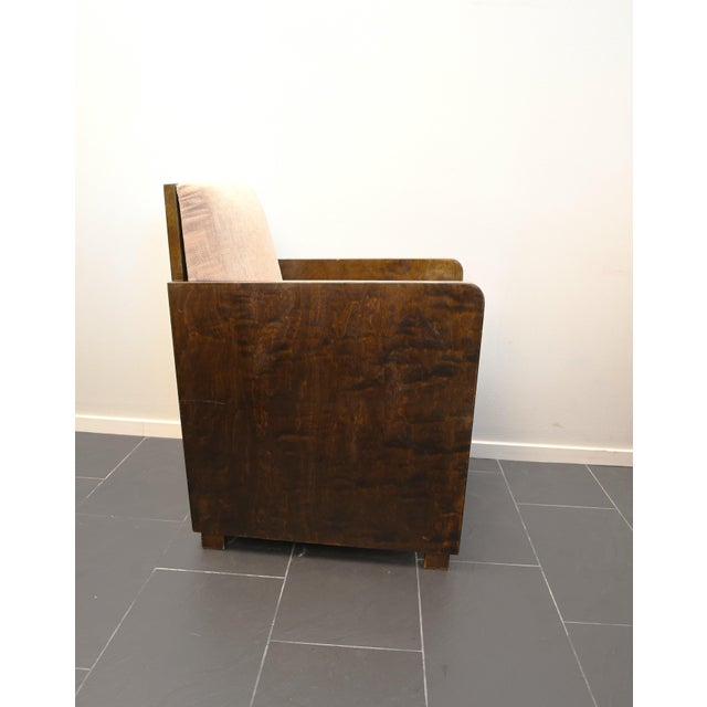 Bodafors Swedish Grace Flamed Birch Lounge Chairs attributed to Axel Larsson for Bodafors, Late 1920s, Set of 2 For Sale - Image 4 of 9