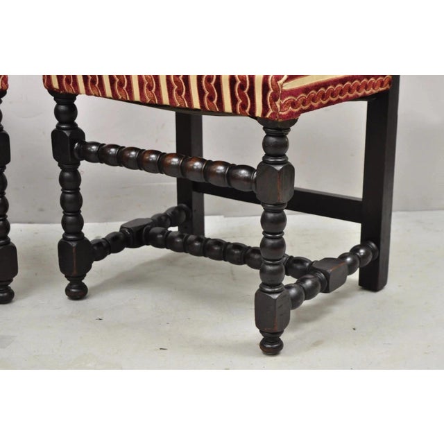 Antique Small Jacobean Style Turn Carved Walnut Accent Side Chairs - A Pair For Sale - Image 12 of 13