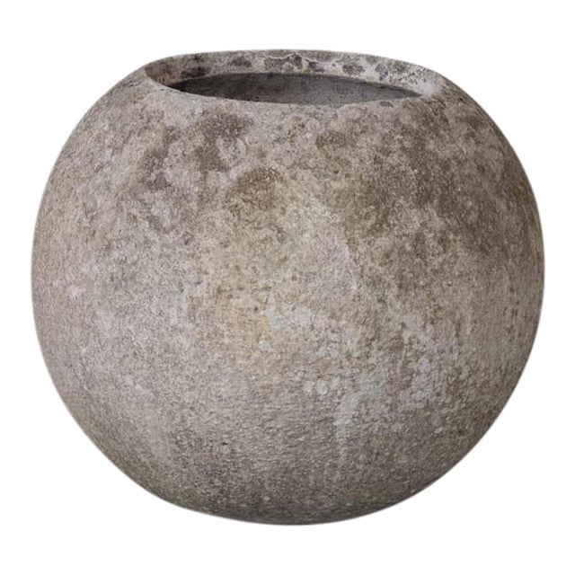 1960s French Concrete Ball Planter, X-Large For Sale