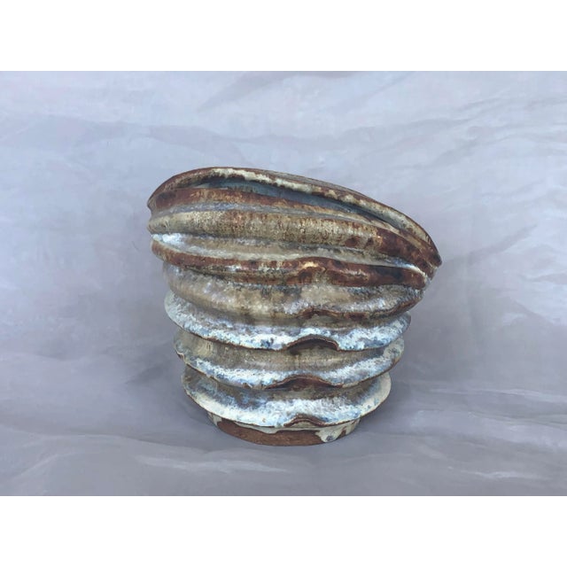 Modern Studio Art Pleated Pottery Vase For Sale In New York - Image 6 of 13