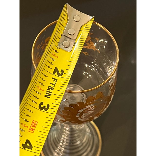 Antique Moser St Louis Wine Glass Gold Gilt With Ribbed Stem For Sale - Image 10 of 12