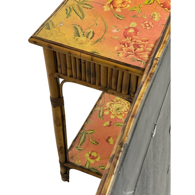 Mid 20th Century Hollywood Regency Faux Bamboo Console / Vanity With Matching Mirror, 2 Pieces For Sale - Image 10 of 12