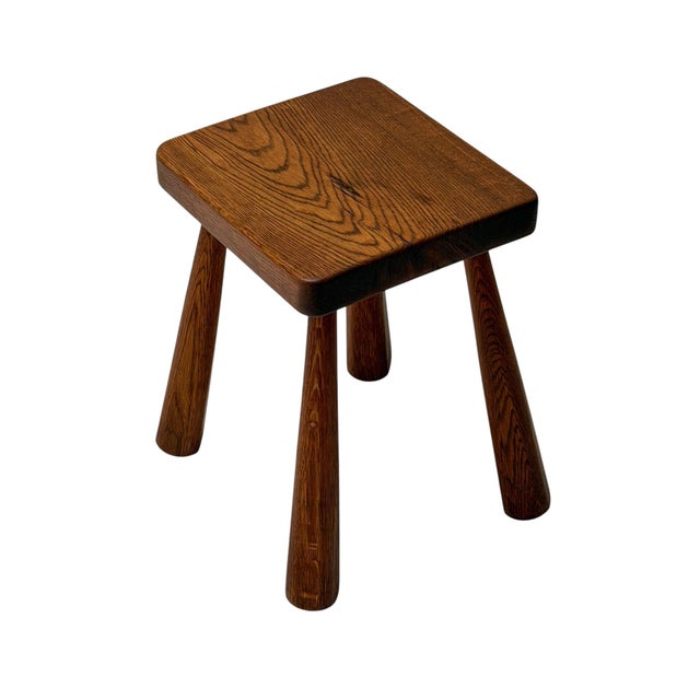 Brutalist Stool in Oak, Dutch Design, Mid-Century, 1960s For Sale - Image 4 of 11