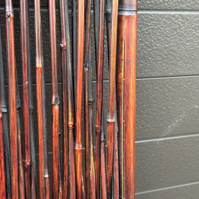 Vintage Italian Bamboo Rattan Three Panel Folding Screen Room Divider Partition For Sale - Image 10 of 12