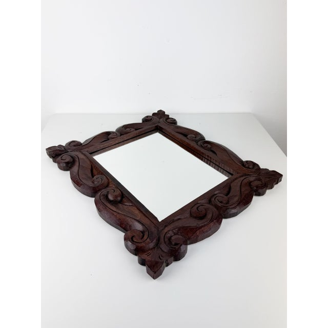 Antique Wood Wall Mirror with Ornate Scrollwork Wooden Frame, 1920s For Sale - Image 11 of 16