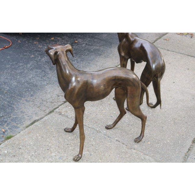 Vintage Bronze Greyhound Whippet Dog Statue Sculpture Figurine A Pair Chairish
