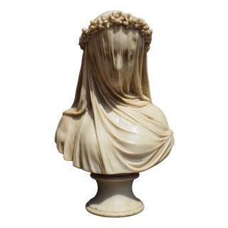 Bust of Veiled Lady in Reconstructed Carrara Marble by Marco D'Urso For Sale