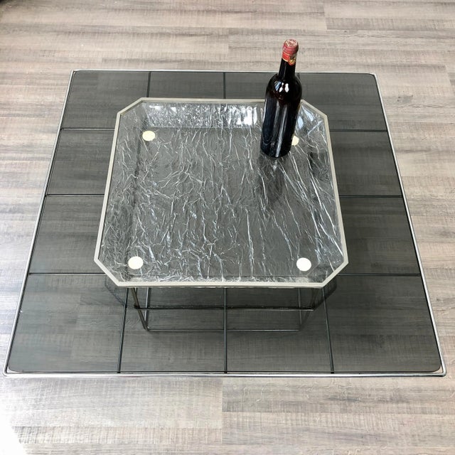 Ice Effect Acrylic Glass & Metal Tray Centerpiece, Italy, 1970s For Sale - Image 4 of 7