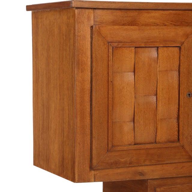 Art Deco French Neo-Rustique Carved Oak Sideboard, in the Manner of Charles Dudouyt, C. 1940 For Sale - Image 3 of 9