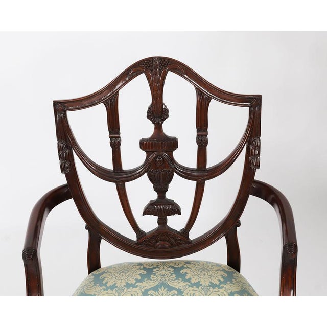 1920s Antique Federal Revival Shield Back Armchairs, 1920s, Set of 2 For Sale - Image 5 of 14