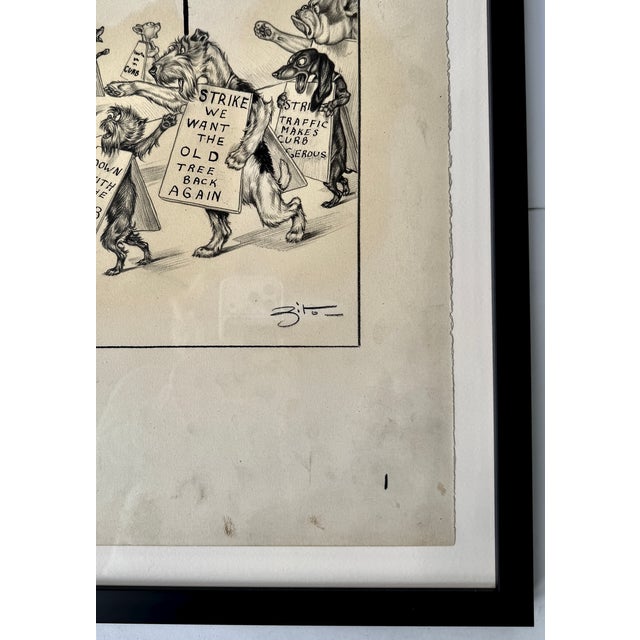 Original Vincenzo Zito Humorous Dog Protest Illustration, Graphite Drawing, 1950s For Sale - Image 18 of 18