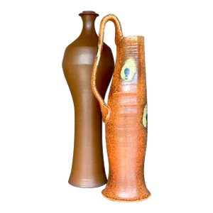 Vintage Boho Studio Pottery Vases - Set of 2