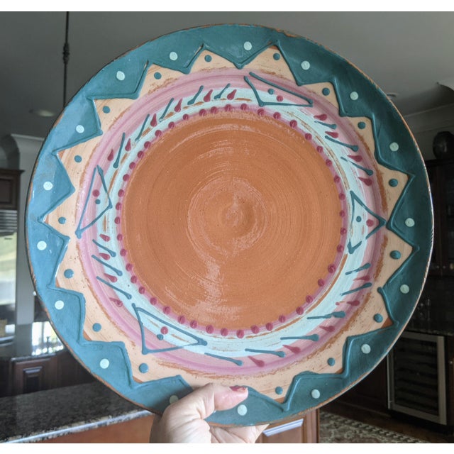 Vintage Original Studio Pottery Postmodern Southwestern Decorative Plate Signed For Sale In Charlotte - Image 6 of 11
