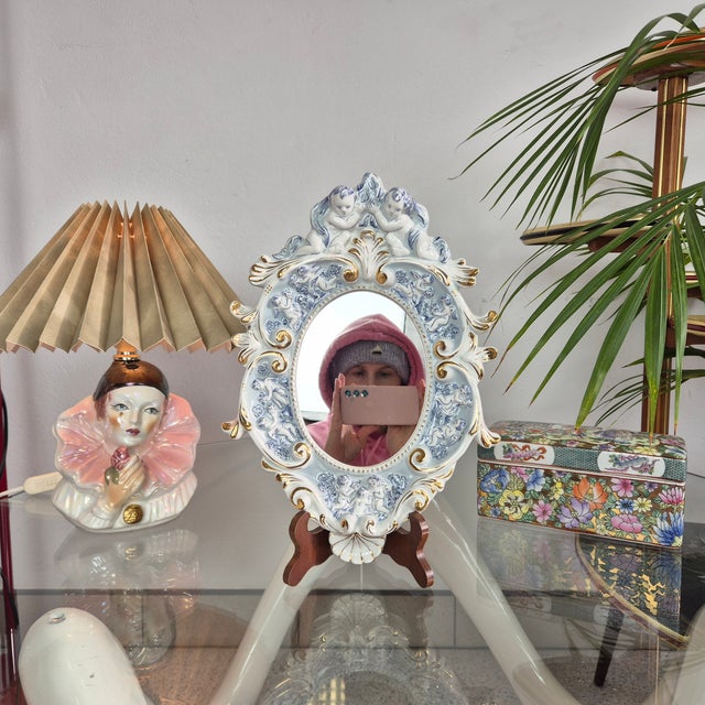 Mid-Century Porcelain Mirror from Capodimonte, Italy, 1960s For Sale - Image 11 of 13