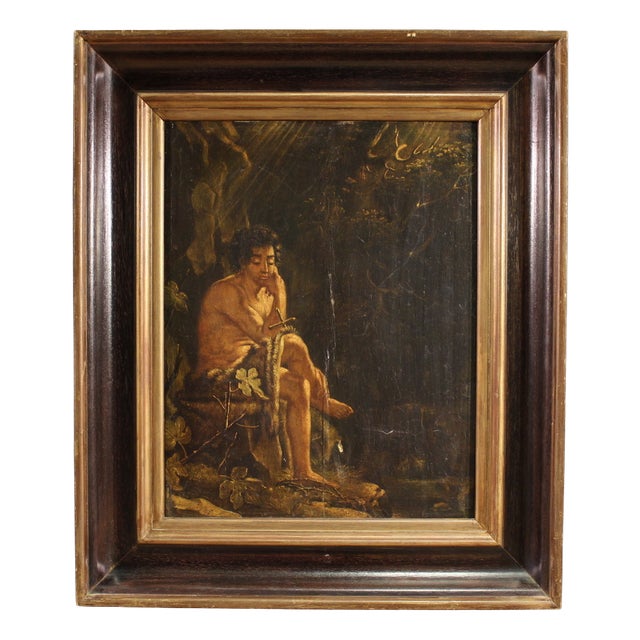 French Artist, St. John the Baptist, 1780, Oil on Panel, Framed For Sale