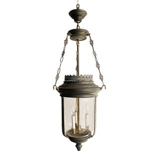 Vintage Italian Bronze and Glass Chandelier Lantern For Sale