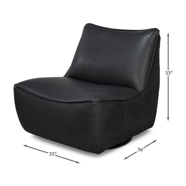 Black Leather Swivel Slipper Chair For Sale - Image 12 of 12