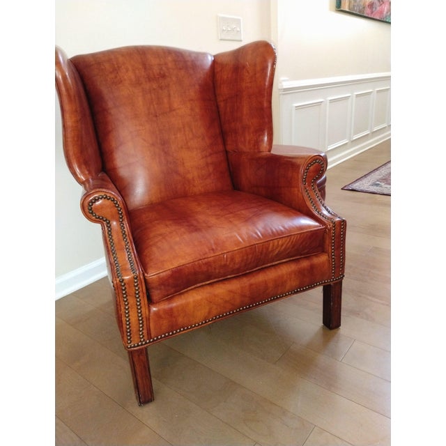 Copper Elevate Your Space With This Stunning Vintage Dutch Cognac Colored Wingback Leather Club Chair For Sale - Image 8 of 12