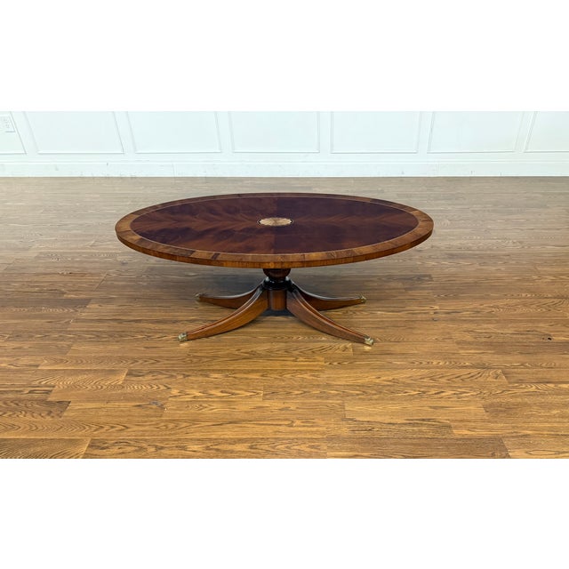 Oval Hepplewhite Style Mahogany Cocktail Table by Leighton Hall - Showroom Sample For Sale In Atlanta - Image 6 of 10