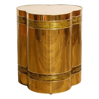 Bernard Rohne for Mastercraft Acid-Etched Brass Lamp Table or Side Table, 1970s For Sale