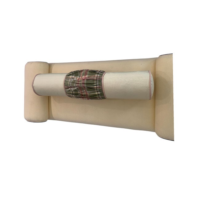 Modern Late 20th Century Sophisticated Designer Wood & Fabric Attributed to Christopher Guy Medea Ottoman Banquette For Sale - Image 3 of 12