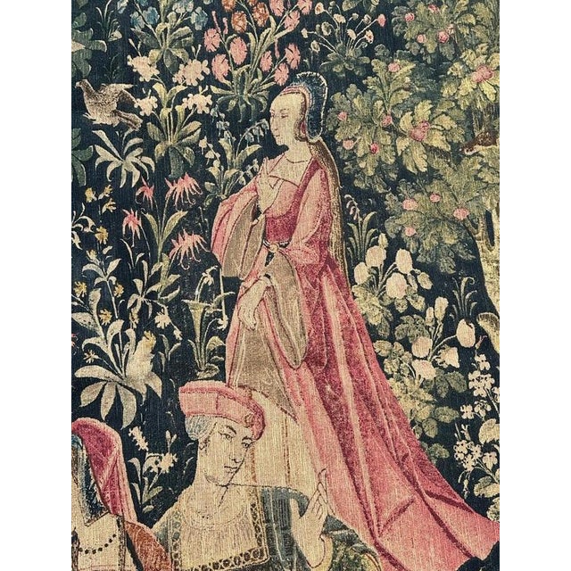 Textile Vintage French Screen-Printed Tapestry with Gallant Parties Motif, 1960s For Sale - Image 7 of 18