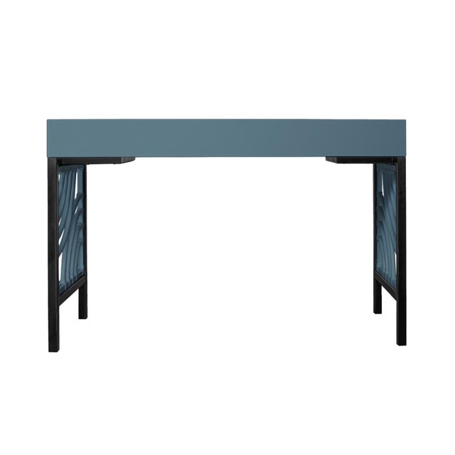 Wood Swirl Writing Desk - Regatta Blue For Sale - Image 7 of 9