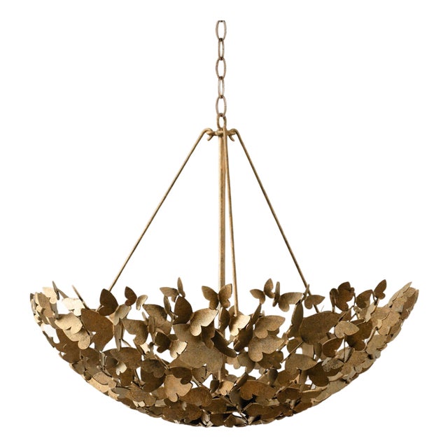 Aged Gold Butterfly Dish Light For Sale
