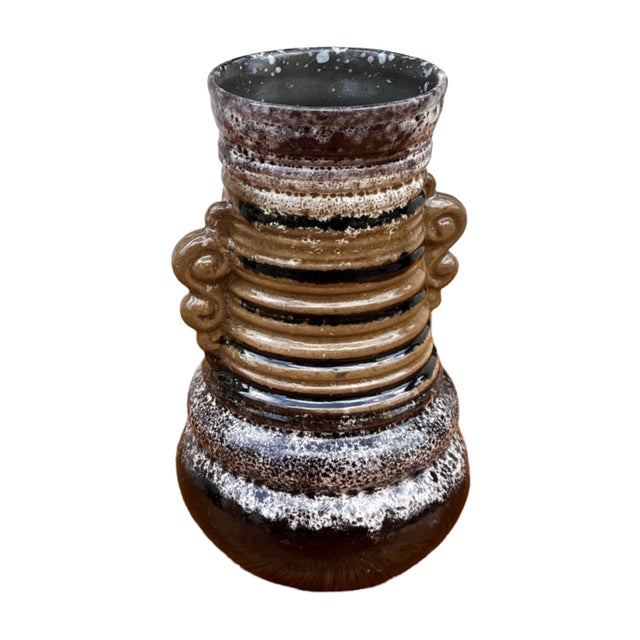 Brown Strehla Keramik Fat Lava Ceramic Vase, Germany, 1960s. For Sale - Image 8 of 9