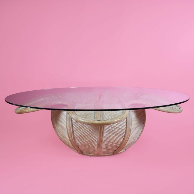 Coastal Pencil Reed Flower Coffee Table For Sale - Image 3 of 4