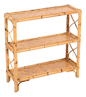 French Riviera Étagère or Console Table in Bamboo and Rattan, Italy, 1970s