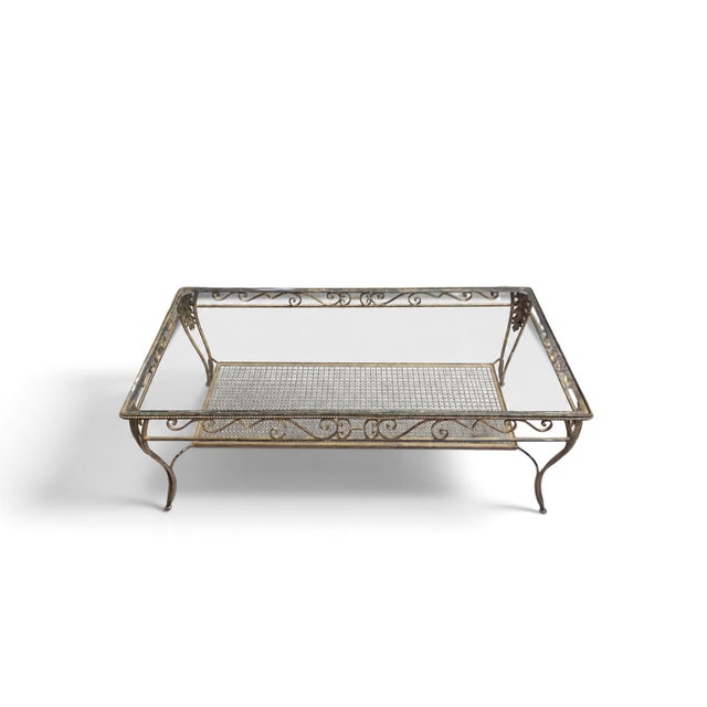Late 20th Century Italianate-Style Scrollwork Metal and Glass Coffee Table For Sale - Image 14 of 16