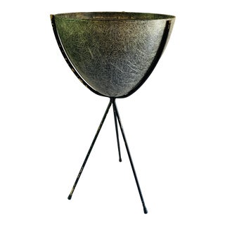 Mid Century Modern Atomic Kimball Bullet Planter + Tripod Stand For Sale