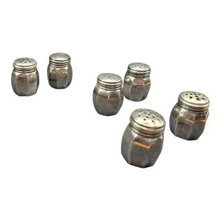 1920s Art Deco Webster Co. Sterling Silver Fluted Individual Salt & Pepper Shakers- Set of 6 For Sale